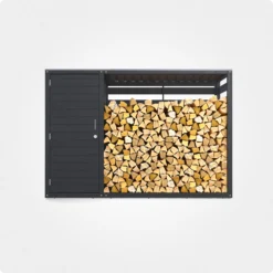 Drewutnia ogrodowa ze schowkiem narzędziowym i przestrzenią na drewno opałowe